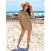 image:imageANRABESS Womens Swimsuit Cover Ups Mesh Knit Crochet Hollow Out Bathing Suit for Summer Vacation Beach SwimwearKhaki