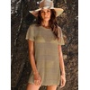 image:imageANRABESS Womens Swimsuit Cover Ups Mesh Knit Crochet Hollow Out Bathing Suit for Summer Vacation Beach SwimwearKhaki