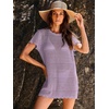 image:imageANRABESS Womens Swimsuit Cover Ups Mesh Knit Crochet Hollow Out Bathing Suit for Summer Vacation Beach SwimwearLight Purple