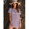 image:imageANRABESS Womens Swimsuit Cover Ups Mesh Knit Crochet Hollow Out Bathing Suit for Summer Vacation Beach SwimwearLight Purple