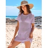 image:imageANRABESS Womens Swimsuit Cover Ups Mesh Knit Crochet Hollow Out Bathing Suit for Summer Vacation Beach SwimwearLight Purple