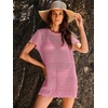 image:imageANRABESS Womens Swimsuit Cover Ups Mesh Knit Crochet Hollow Out Bathing Suit for Summer Vacation Beach SwimwearPink