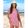 image:imageANRABESS Womens Swimsuit Cover Ups Mesh Knit Crochet Hollow Out Bathing Suit for Summer Vacation Beach SwimwearPink