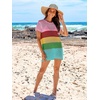 image:imageANRABESS Womens Swimsuit Cover Ups Mesh Knit Crochet Hollow Out Bathing Suit for Summer Vacation Beach SwimwearStripe Rainbow