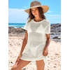 image:imageANRABESS Womens Swimsuit Cover Ups Mesh Knit Crochet Hollow Out Bathing Suit for Summer Vacation Beach SwimwearWhite