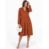 image:imageANRABESS Womens V Neck Long Sleeve Midi Dress  Swing Flowy Tiered with Pockets Soft Fabric Boho Beach Vacation Dresses Loose Fit Casual Fall Winter Transition ClothesBrick Orange