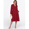 image:imageANRABESS Womens V Neck Long Sleeve Midi Dress  Swing Flowy Tiered with Pockets Soft Fabric Boho Beach Vacation Dresses Loose Fit Casual Fall Winter Transition ClothesRed