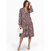 image:imageANRABESS Womens V Neck Long Sleeve Midi Dress  Swing Flowy Tiered with Pockets Soft Fabric Boho Beach Vacation Dresses Loose Fit Casual Fall Winter Transition ClothesFloral Red Pink