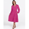 image:imageANRABESS Womens V Neck Long Sleeve Midi Dress  Swing Flowy Tiered with Pockets Soft Fabric Boho Beach Vacation Dresses Loose Fit Casual Fall Winter Transition ClothesHot Pink