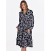 image:imageANRABESS Womens V Neck Long Sleeve Midi Dress  Swing Flowy Tiered with Pockets Soft Fabric Boho Beach Vacation Dresses Loose Fit Casual Fall Winter Transition ClothesFloral Black Purple