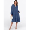 image:imageANRABESS Womens V Neck Long Sleeve Midi Dress  Swing Flowy Tiered with Pockets Soft Fabric Boho Beach Vacation Dresses Loose Fit Casual Fall Winter Transition ClothesBlue
