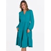 image:imageANRABESS Womens V Neck Long Sleeve Midi Dress  Swing Flowy Tiered with Pockets Soft Fabric Boho Beach Vacation Dresses Loose Fit Casual Fall Winter Transition ClothesLake Green
