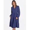 image:imageANRABESS Womens V Neck Long Sleeve Midi Dress  Swing Flowy Tiered with Pockets Soft Fabric Boho Beach Vacation Dresses Loose Fit Casual Fall Winter Transition ClothesNavy Blue