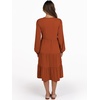 image:imageANRABESS Womens V Neck Long Sleeve Midi Dress  Swing Flowy Tiered with Pockets Soft Fabric Boho Beach Vacation Dresses Loose Fit Casual Fall Winter Transition ClothesBrick Orange