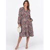 image:imageANRABESS Womens V Neck Long Sleeve Midi Dress  Swing Flowy Tiered with Pockets Soft Fabric Boho Beach Vacation Dresses Loose Fit Casual Fall Winter Transition ClothesFloral Red Pink
