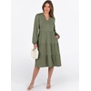 image:imageANRABESS Womens V Neck Long Sleeve Midi Dress  Swing Flowy Tiered with Pockets Soft Fabric Boho Beach Vacation Dresses Loose Fit Casual Fall Winter Transition ClothesOlive