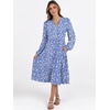 image:imageANRABESS Womens V Neck Long Sleeve Midi Dress  Swing Flowy Tiered with Pockets Soft Fabric Boho Beach Vacation Dresses Loose Fit Casual Fall Winter Transition ClothesFloral Blue