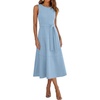 image:imageANRABESS Women Formal Sleeveless Midi Dress  Elegant Belted ALine Cocktail Wedding Guest Work Party SummerLight Blue