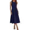image:imageANRABESS Women Formal Sleeveless Midi Dress  Elegant Belted ALine Cocktail Wedding Guest Work Party SummerNavy Blue
