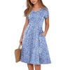 image:imageANRABESS Women Summer Dress Casual Short Sleeve V Neck ALine Knee Length Pleated Flowy 2026 Fashion Midi Dresses with PocketBlue White Floral