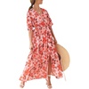 image:imageANRABESS Womens 12 Sleeve Beach Wedding Guest Maxi Dresses 2026 Summer Wrap V Neck Boho Floral Flowy Slit Long DressesFloral Red Pink