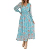 image:imageANRABESS Womens Long Sleeve Floral Maxi Dress Casual V Neck Chiffon Boho Flowy Beach Fall Wedding Guest Party Long DressesOrange White Floral
