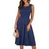 image:imageANRABESS Womens Summer Casual Midi Dresses Sleeveless Smocked Elastic Waist Flowy Sundress 2026 Spring Beach Vacation ClothesNavy Blue
