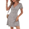 image:imageANRABESS Womens Summer Dresses Short Sleeve Wrap Deep V Neck ALine Floral Dress Causal Flowy Boho Beach Vacation SundressGray Khaki Polka Dot