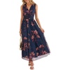 Brown Beige Floral Dark Blue