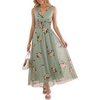 image:imageANRABESS Womens Summer Floral Maxi Dress A Line TulleElegant for Wedding Guest amp Beach VacationFlowy Casual Boho OutfitsFloral Green