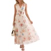 image:imageANRABESS Womens Summer Floral Maxi Dress A Line TulleElegant for Wedding Guest amp Beach VacationFlowy Casual Boho OutfitsMulticolored Rose Apricot