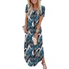 image:imageANRABESS Womens Summer Maxi Dress V Neck Short Sleeve Slit Side Shirt Dress Loose Fit Travel Beach Dress with PocketsLeaf Printed