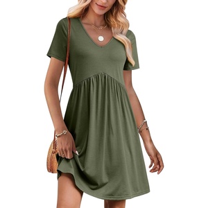 image:imageANRABESS Summer Dresses for Women 2026 Casual Short Sleeve V Neck Spring Dress Beach Vacation Clothes Cruise Resort OutfitsArmy Green