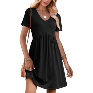 image:imageANRABESS Summer Dresses for Women 2026 Casual Short Sleeve V Neck Spring Dress Beach Vacation Clothes Cruise Resort OutfitsBlack