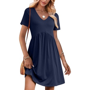 image:imageANRABESS Summer Dresses for Women 2026 Casual Short Sleeve V Neck Spring Dress Beach Vacation Clothes Cruise Resort OutfitsNavy Blue