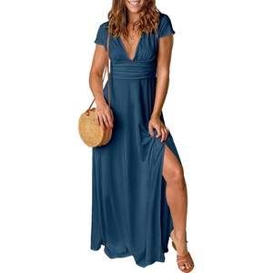 image:imageANRABESS Women Summer Deep V Neck Short Sleeve Dresses Slit Elegant Wedding Guest Formal Cocktail Evening Maxi Long DressShort Sleeve Deep Blue
