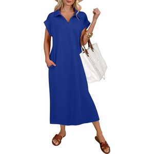 image:imageANRABESS Womens Summer Casual Polo V Neck DressesRoyal Blue