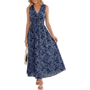 image:imageANRABESS Womens Summer Floral Maxi Dress A Line TulleElegant for Wedding Guest amp Beach VacationFlowy Casual Boho OutfitsDusty Blue
