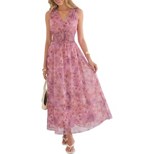 image:imageANRABESS Womens Summer Floral Maxi Dress A Line TulleElegant for Wedding Guest amp Beach VacationFlowy Casual Boho OutfitsDusty Orchid Floral