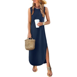 image:imageANRABESS Womens Summer Maxi Dress with Pockets  Soft Thick Smooth FabricCrew Neck Loose Fit SundressSpring Summer FallBeach Travel VacationWorkCasual AllDay WearNavy Blue