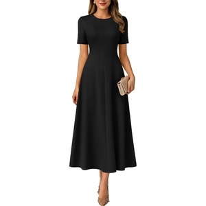 image:imageANRABESS Womens Summer Maxi Dresses Casual Short Sleeve Elegant Classy Vintage 2026 Spring Flowy Cocktail Dress 80s OutfitBlack