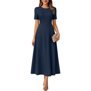 image:imageANRABESS Womens Summer Maxi Dresses Casual Short Sleeve Elegant Classy Vintage 2026 Spring Flowy Cocktail Dress 80s OutfitNavy Blue