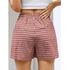 image:imageANRABESS Boxer Shorts for Women Gingham Pajama 2026 Summer Casual Lounge Sleep Plaid Shorts Y2K Beach BottomsMulti Red Apricot Plaid