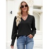 image:imageANRABESS Lightweight Sweaters for Women Long Sleeve V Neck Shirts Business Casual Work Blouses 2026 Fall Knit Pullover TopsBlack
