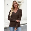 image:imageANRABESS Lightweight Sweaters for Women Long Sleeve V Neck Shirts Business Casual Work Blouses 2026 Fall Knit Pullover TopsCoffee