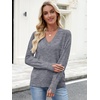 image:imageANRABESS Lightweight Sweaters for Women Long Sleeve V Neck Shirts Business Casual Work Blouses 2026 Fall Knit Pullover TopsDark Grey