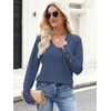 image:imageANRABESS Lightweight Sweaters for Women Long Sleeve V Neck Shirts Business Casual Work Blouses 2026 Fall Knit Pullover TopsDeep Blue