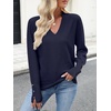 image:imageANRABESS Lightweight Sweaters for Women Long Sleeve V Neck Shirts Business Casual Work Blouses 2026 Fall Knit Pullover TopsNavy Blue