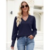 image:imageANRABESS Lightweight Sweaters for Women Long Sleeve V Neck Shirts Business Casual Work Blouses 2026 Fall Knit Pullover TopsNavy Blue