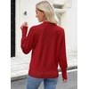 image:imageANRABESS Lightweight Sweaters for Women Long Sleeve V Neck Shirts Business Casual Work Blouses 2026 Fall Knit Pullover TopsRed